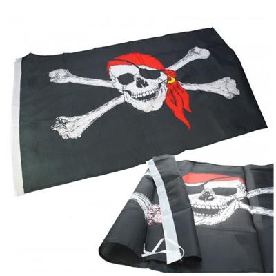 [J1620] - 'Pirate' Flag Black Red - 90x150 Cm