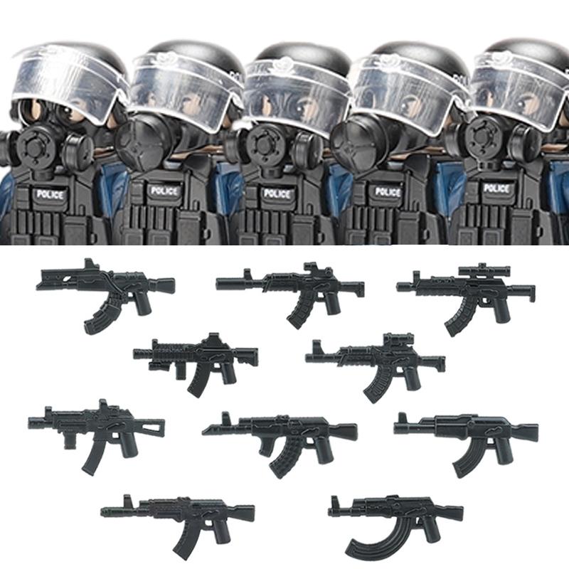 Polizia Cittadina Cina Forze Speciali Blocchi di Costruzione Soldato d'Assalto Figure SWAT Maschera Difesa Gas Armi Militari Mattoncini Giocattoli Bambini