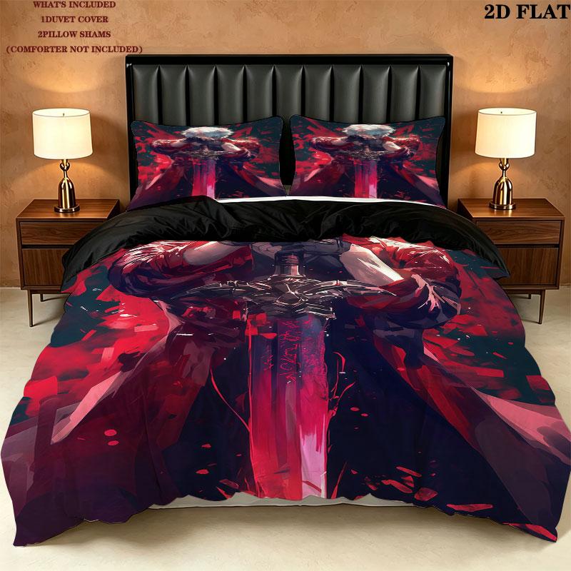 Devil May Cry Pattern Bedding Quilt Set Quilt Cover Pillowcase Home Birthday Gift(1 * duvet cover + 2 * pillowcase, without core)