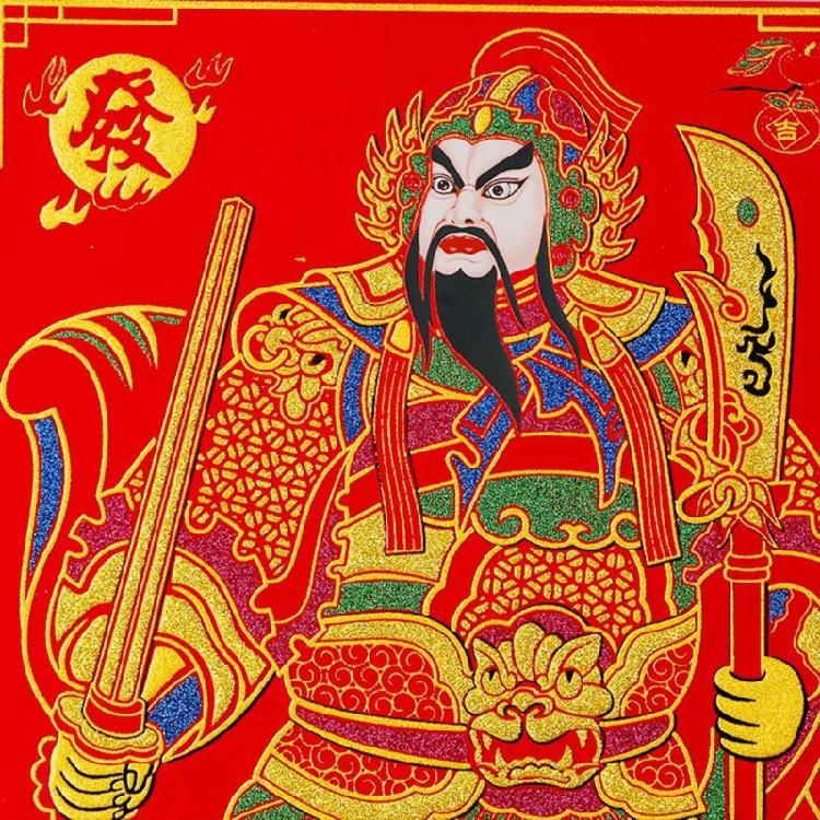 Decorative Flannel Door God for Spring Festival Easy Application and Removal Great for Traditional Culture Lover