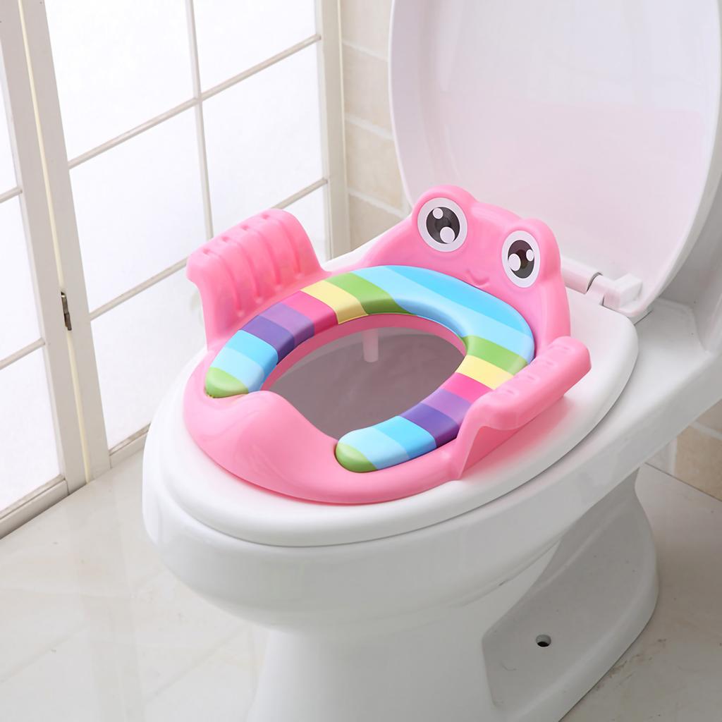 Baby Toilet Seat Cute Children S Baby Infant Double Armrest High Back Splashproof Anti Slip Toilet Seat