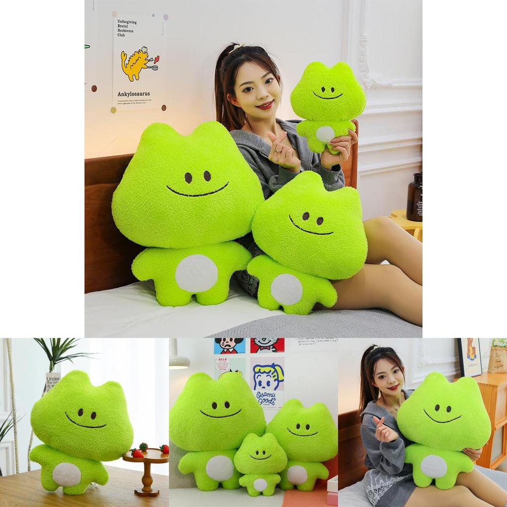 Cartoon Frog Plushie With Short Pile Material For Birthday Gift