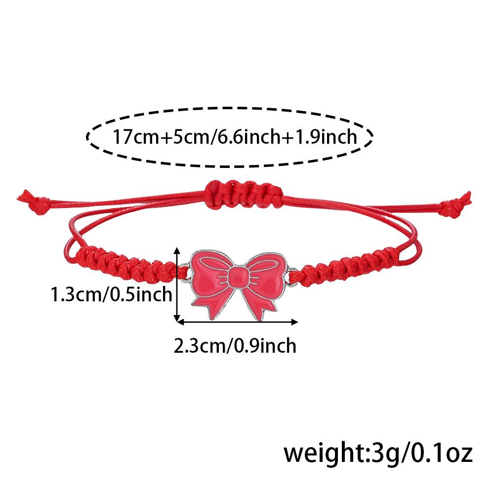 Popular hand-woven colored hand rope, alloy drip bow accessories, girlfriend friendship bracelet