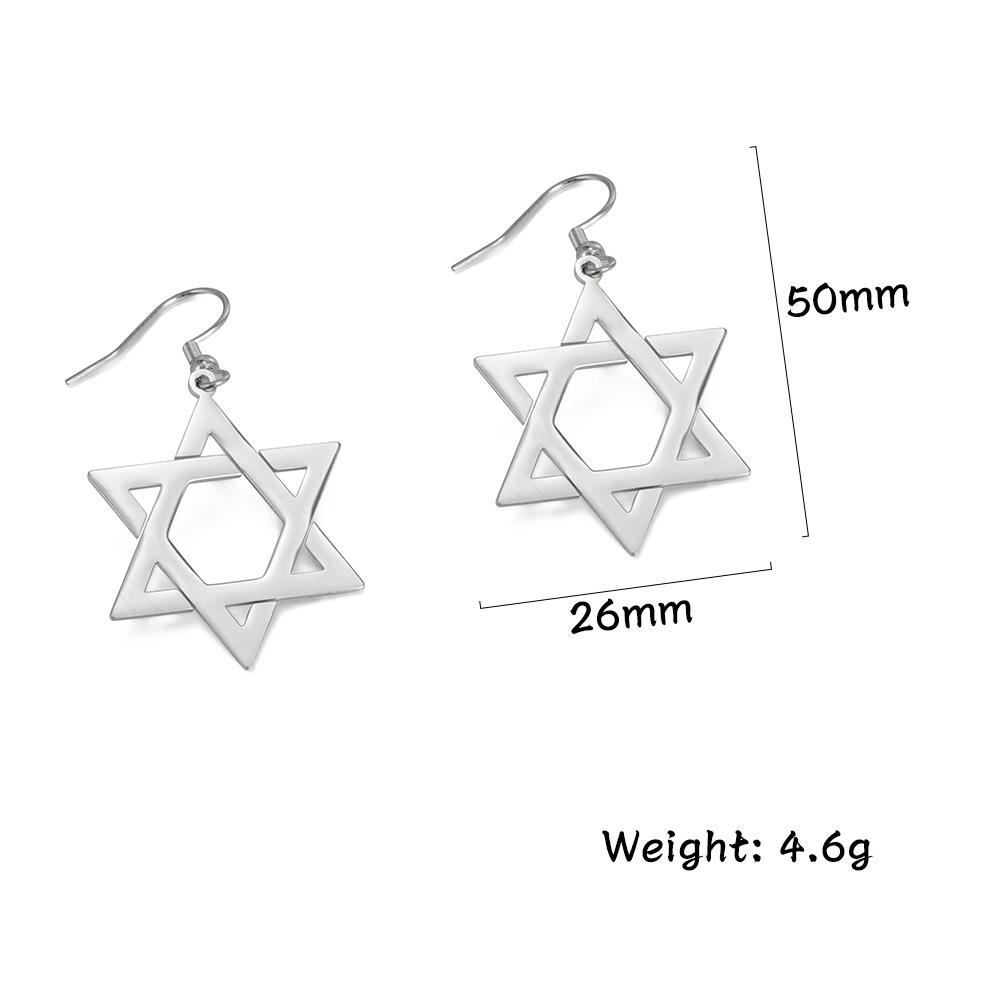 Dawapara Star of David Earrings Drop Dangle Hoop Earrings for Women Je Jewelry Hanukkah Gift Stainless Steel