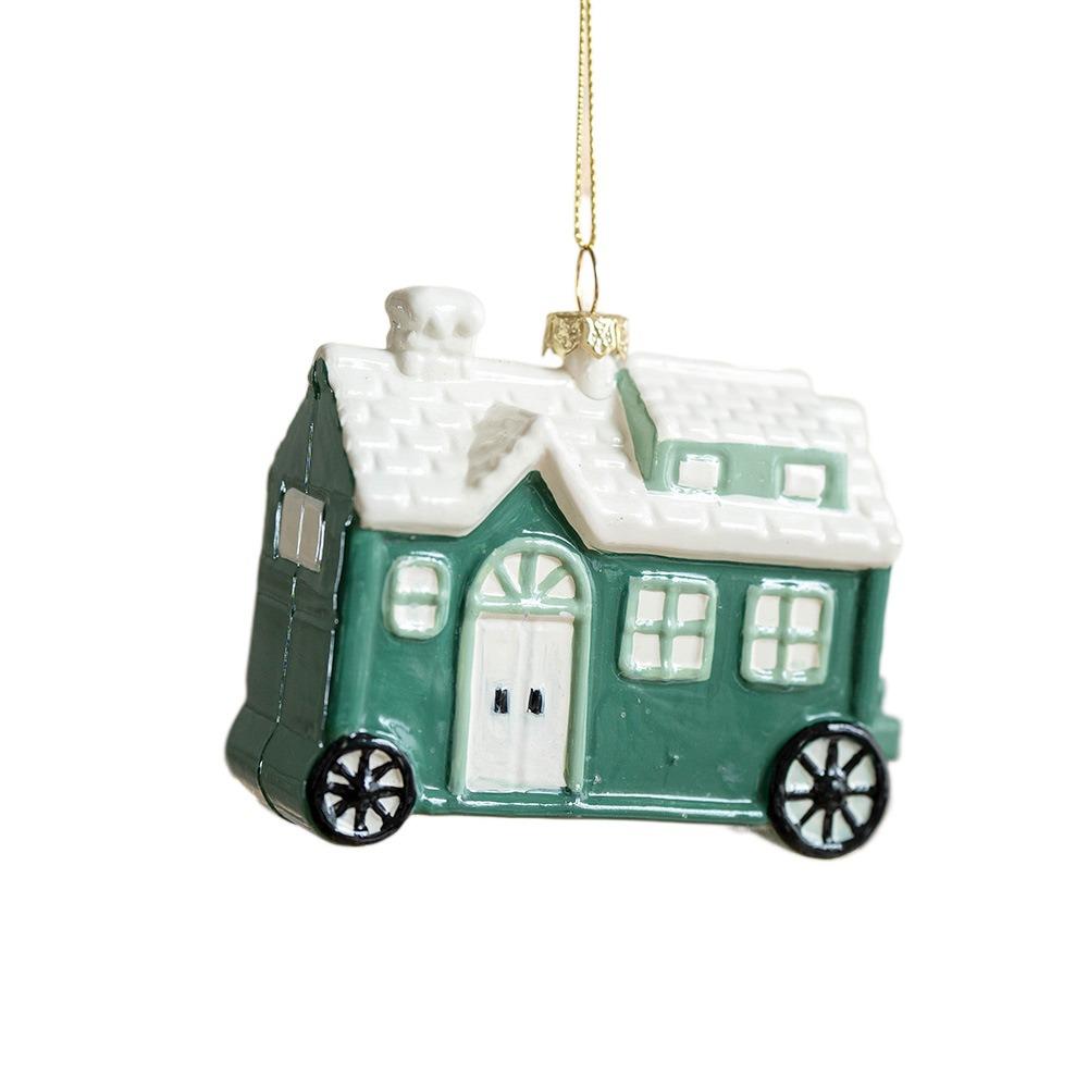 High Quality Green Christmas Hanging Decoration Plastic DIY Drop Pendant House Car Reusable Xmas Tree Ornament For Christmas