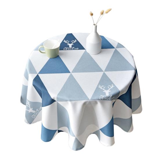 Tablecloth Nordic Style Plaid Print Round Shape Tablecloth Wrinkle Resistant Spill Proof Smooth Winter Table Cover Home Decor