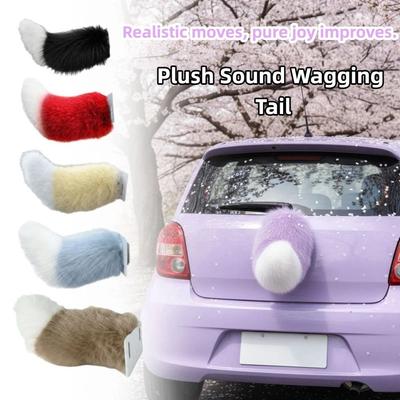 Fluffy Plush Remote Control Wagging Tail Self-adhesive Electric Moving Tail  Car Exterior Decor