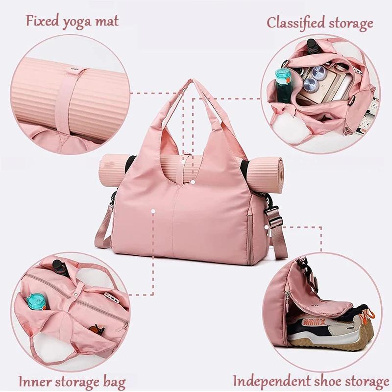 Large Capacity Gym Bag Multi-Functional Waterproof Fitness Tote Yoga Mat Dry-Wet Separation  Workout Outdoor Short Travel bag