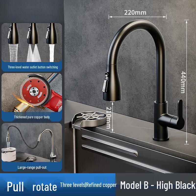 TLXT Brass Pull-Out Kitchen Faucet