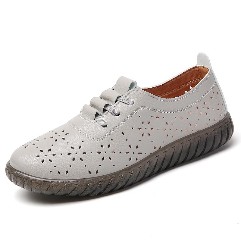 Sneakers Dame Sko Loafers Snøring Lær Flat Ny Vår Uformell komfortabel Mamma Sko Mujer Zapatos Chaussure Femme