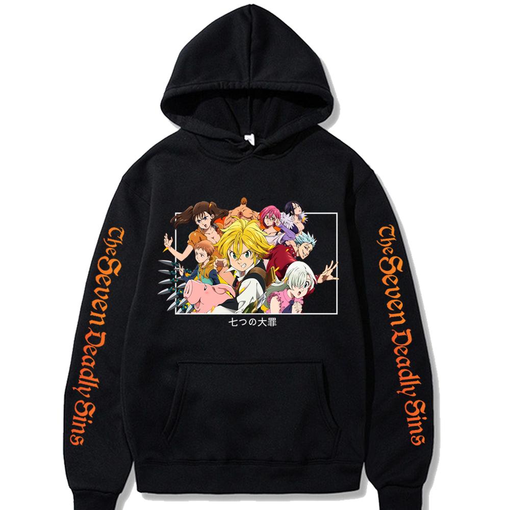 

Japanese Anime the Seven Deadly Sins Meliodas Elizabeth Diane Ban King Gowther Merlin Escanor Hoodies Harajuku Unisex Sweatshirt 3XL