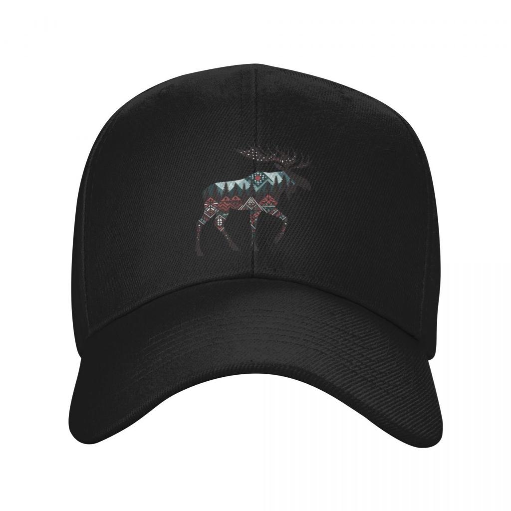 Geometric Moose Baseball Cap Snapback Cap Hiking Hat Trucker Hat Womens Golf Wear Mens