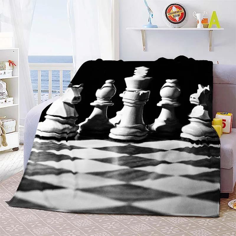 Chess Printed Flannel Blanket Chess Lovers Gift Blanket Blanket