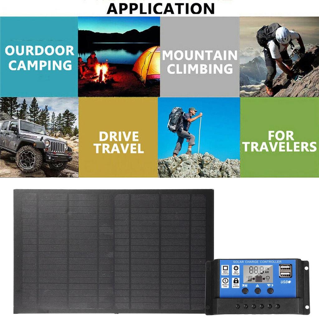 300W Portable Solar Panel Kit USB Charging Solar Cell Board Controller Waterproof Solar Cells 12V for Phone RV Car 345x210mm
