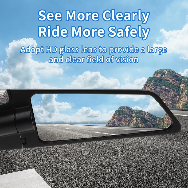 Motoforti 1 Set Motorcycle Rear View Mirrors Dual Sport Mirror Universal Adjustable Aluminum Alloy Black M8/M10 Polygonal Shape