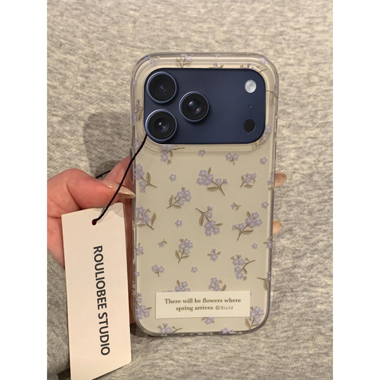 

Purple Floral Frosted Texture Double Layer for 17 All-inclusive Mobile Phone Case Anti-fall Case Protective Case For iPhone XSMAX