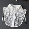 Elegant White Fake Collars for Women Handmade White Shirt False Collars Woman Embroidery Lace Flower Detachable Collar