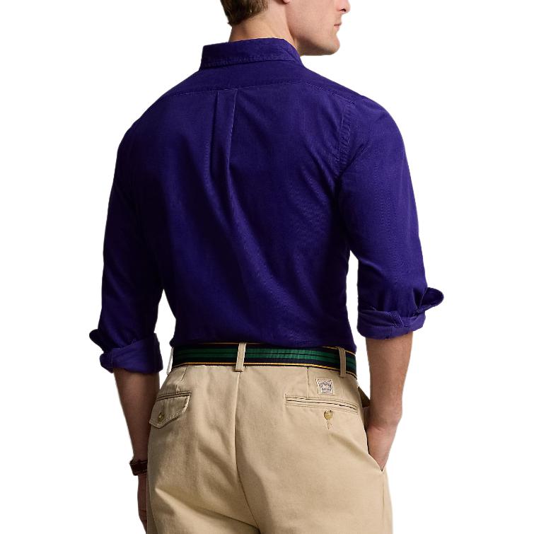 Polo Ralph Lauren Solid Color Polo Collar Single-Breasted Straight-Cut Long Sleeve Shirt Men shirts Blue MNPOWOV16823819-500