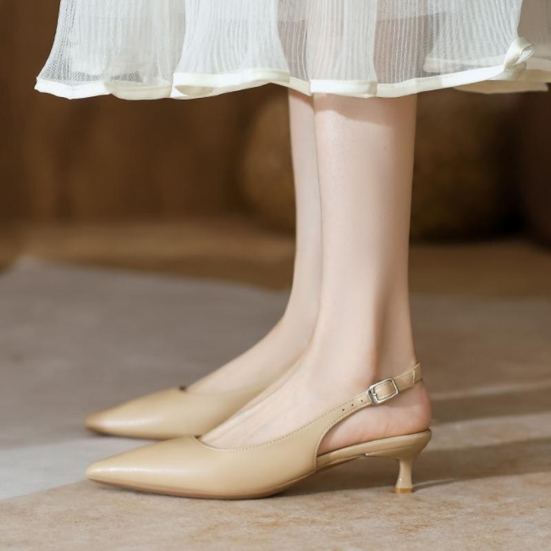 Nowe sandały damskie szpiczasty nosek pantofle czółenka buty ślubne niskie obcasy buty wyjściowe Slip on czarne buty damskie