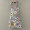 Sunflower Pattern All-Cotton Canvas Apron - One Size, Stain-Resistant, Modern Minimalist Design for Household Cleaning