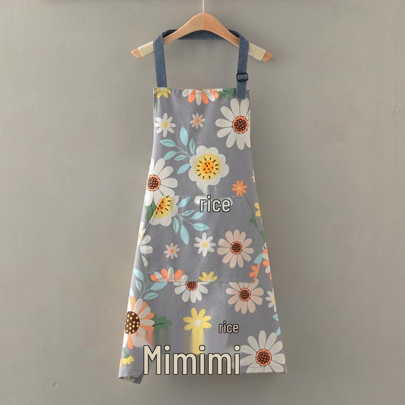 Sunflower Pattern All-Cotton Canvas Apron - One Size, Stain-Resistant, Modern Minimalist Design for Household Cleaning