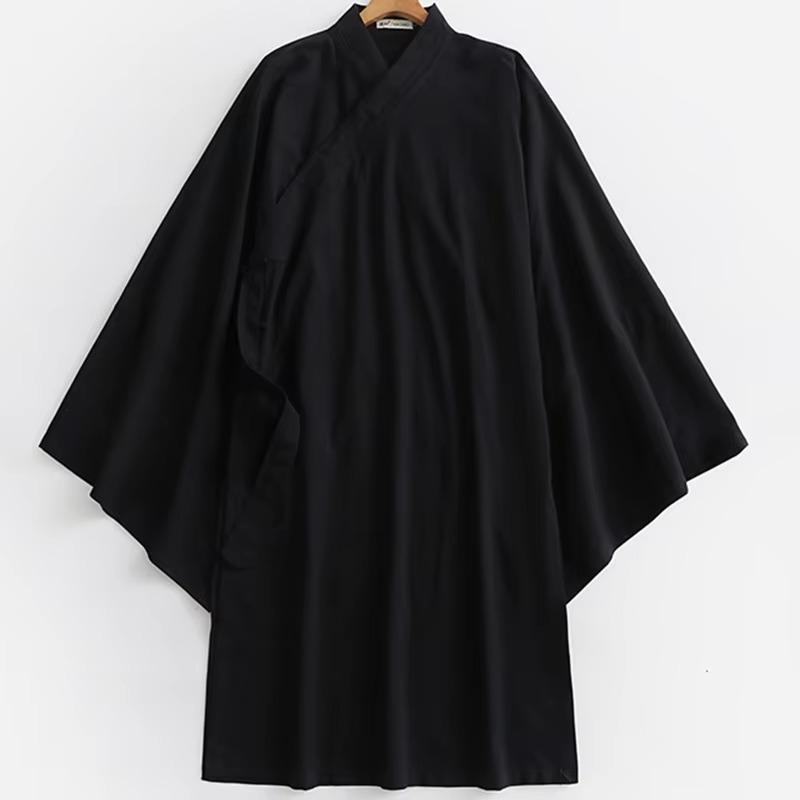 Oversize Men Linen Cardigan Japanese Style Long Bathrobe Yukata Haori Harajuku Samurai Costume Streetwear