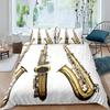 Saxophone Soft Duvet Cover Set Rotating Musical Notes Beding Set Musical Instrument Retro Jaz Music Theme Twin Comfortable Quilt Cover for Children