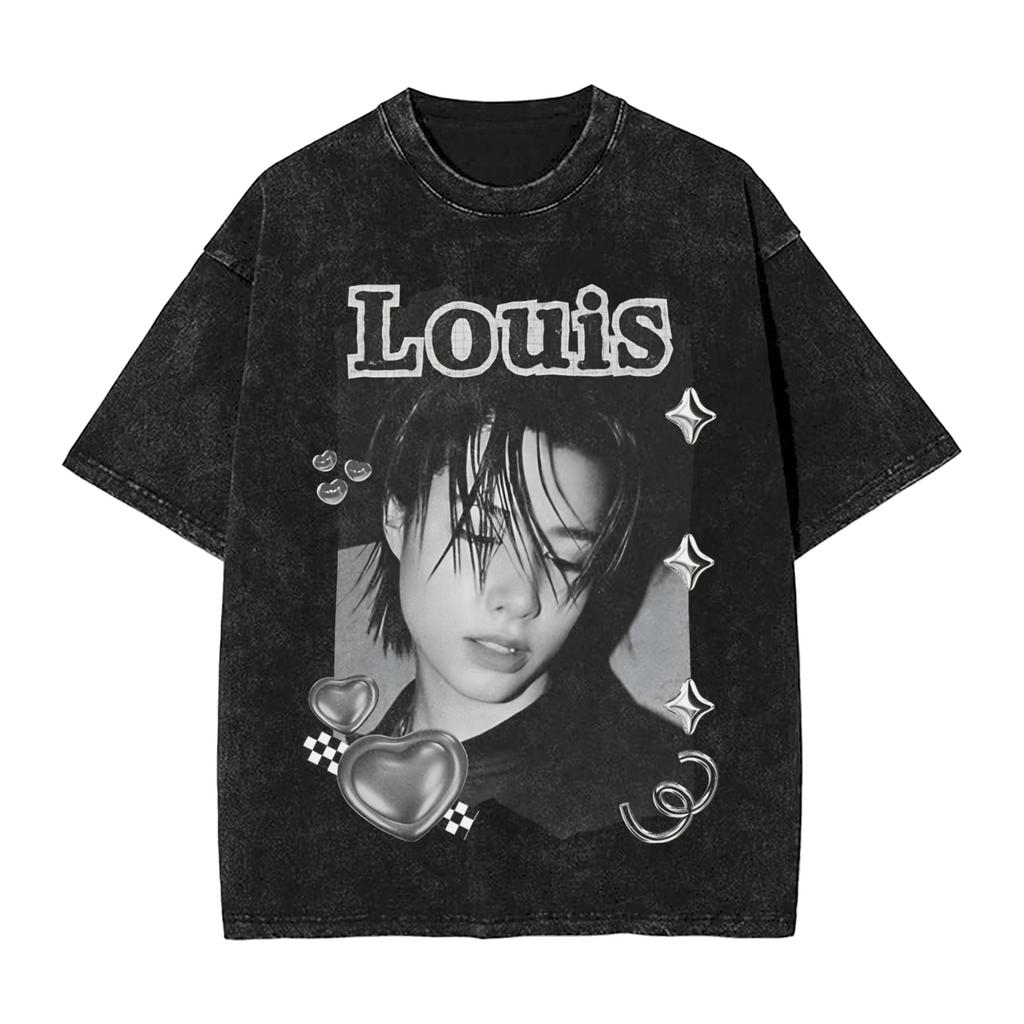 LngshotsLouis Rising K-Pop Hip-Hop Group T-Shirt Hip Hop T-Shirts Short Sleeves Classic Tshirt Summer Casual Oversized Clothes