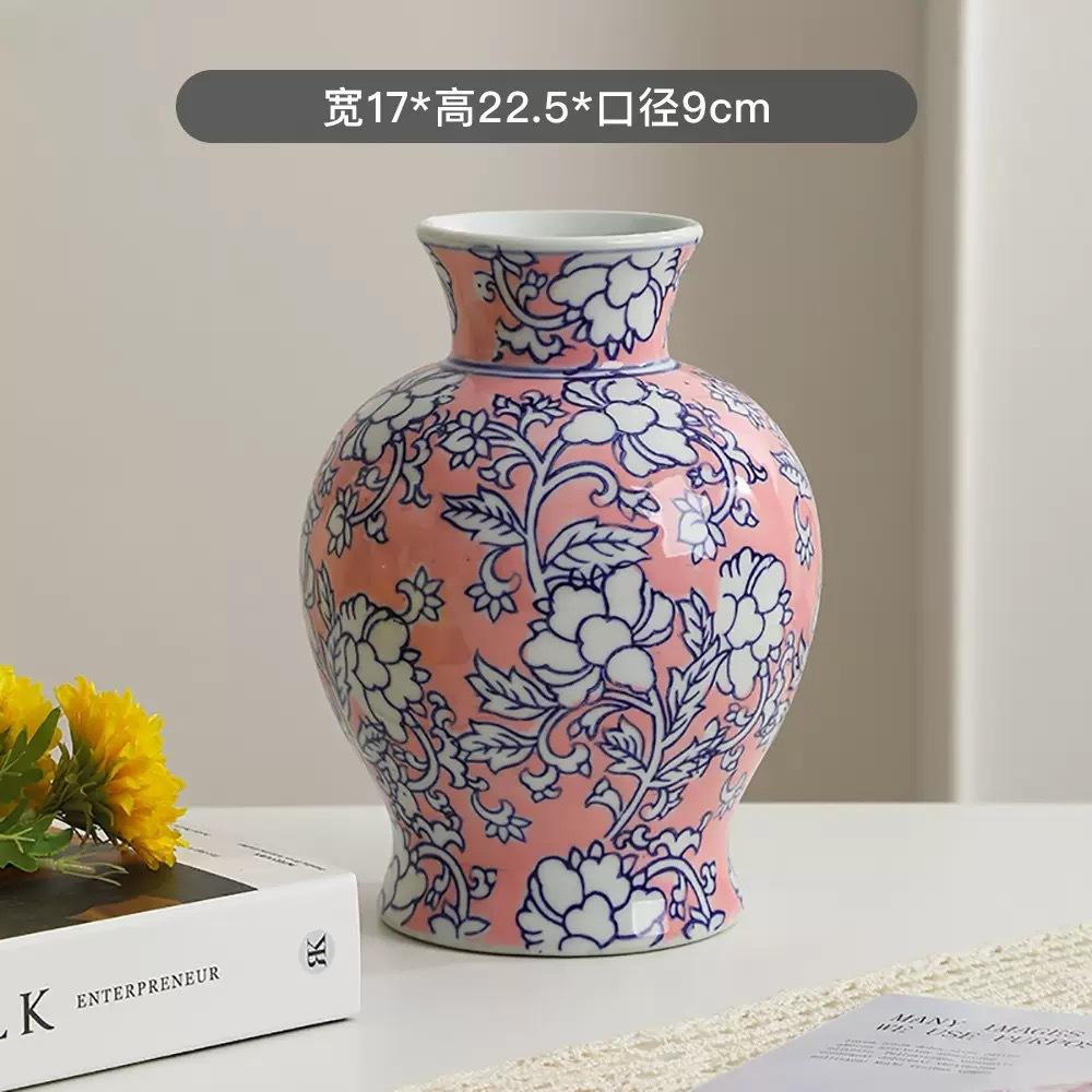 Ceramic Vase Chinese Retro Bottle Blue and White Porcelain Flower Vase Flower Arrangement Accessories Home Decoration