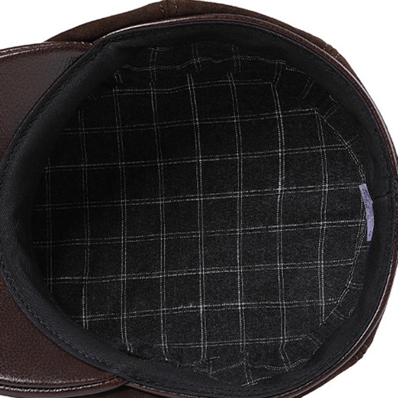 Men Casual First Layer Cowhide Leather Cap Men Real Cowhide Leather Caps Male Fall Genuine Real Cow Leather Berets