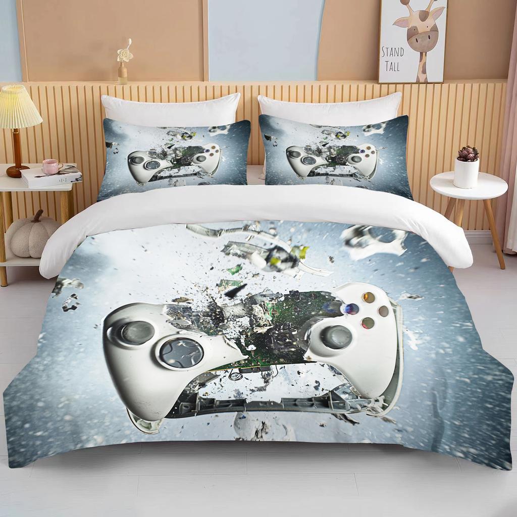 10 Sizes Beautiful Gamepad Patterned Bed Set Of Three  King Size Double Bed Bedding Set Microfiber Or Polyester Duvet Cover Set