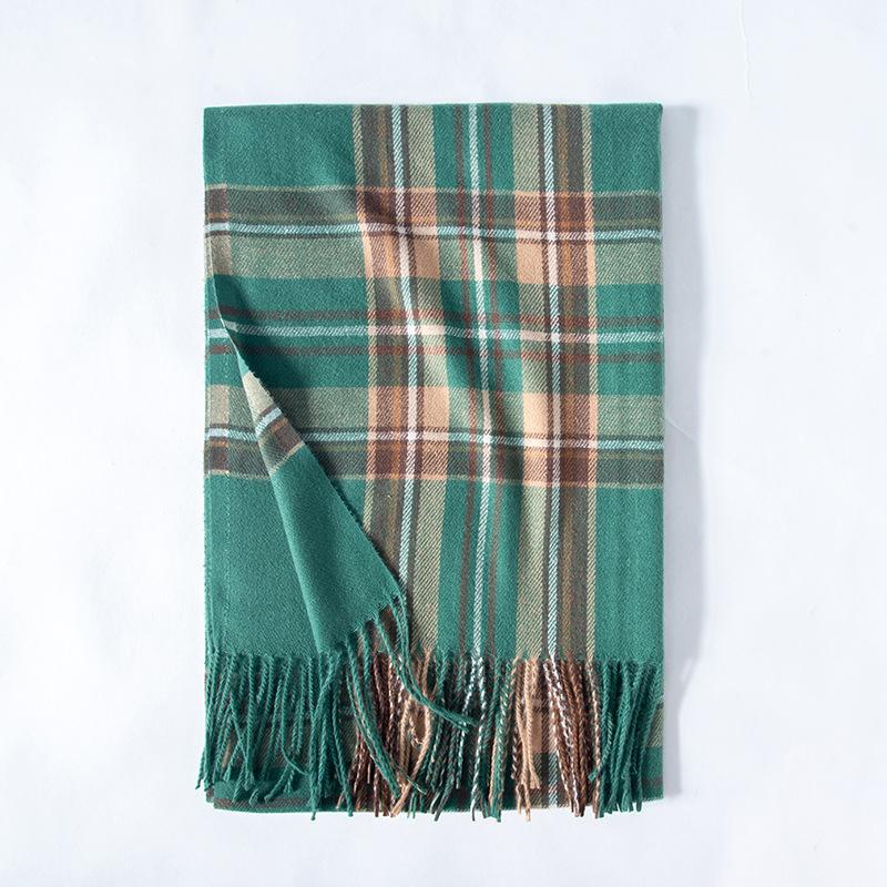 

Кашемировый шарф, новый зимний клетчатый шарф с кисточками, женский утолщенный теплый шарф средней длины ONE SIZE