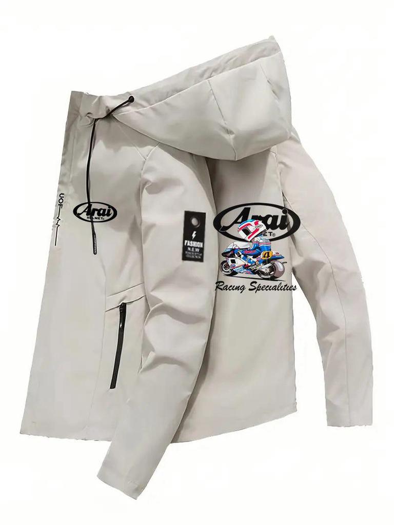 Winddichte Herren-Sportjacke – Frühjahr/Herbst-Modell mit Buchstabenprint für Bergsteiger