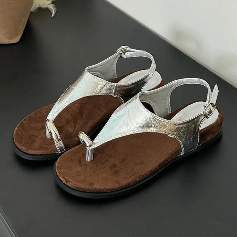 

Fashion Summer Fashion Metal Decoration Brand Slippers Women Sexy Clip Toe Wedge Slide Sandals Comfortable Non-slip Casual Beach Sandals 40 серебряный