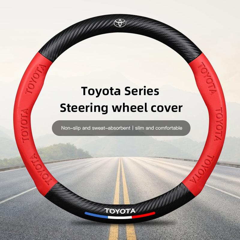 

38cm Car Carbon Fiber Steering Wheel Cover For Toyota Aygo Yaris Ractis Corolla Camry Car Interior Non-slip Steering Wheel Cover
