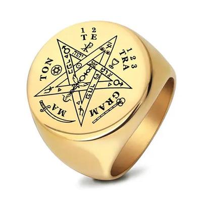 22MM Fünfzackiger Stern Siegelring Geometrisch Polierter Edelstahlring für Damen