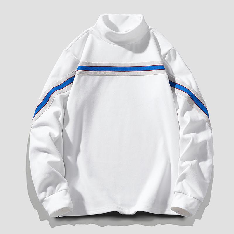 Men's Autumn and Winter New Solid-color Semi-turtleneck with Warm Bottom Pullover T-shirt Top