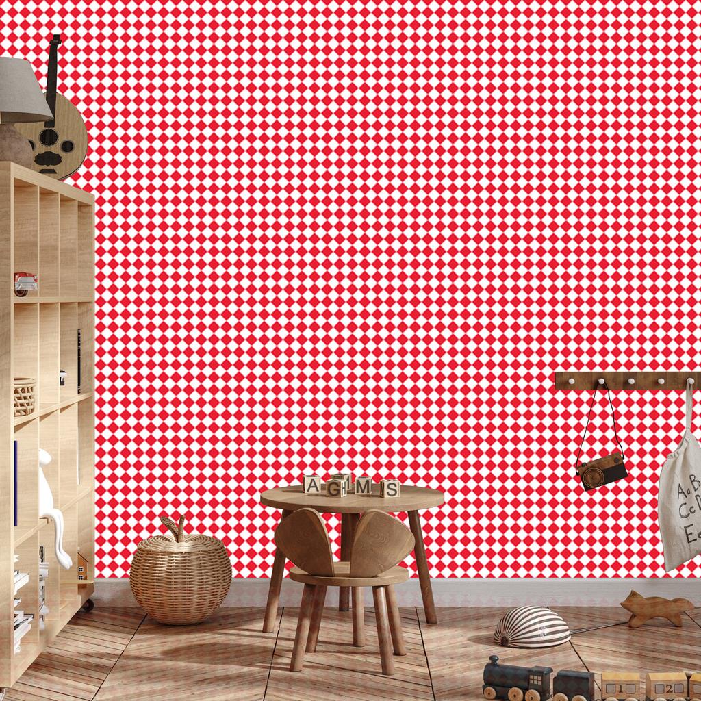 Geometric rhombus wallpaper coral and red 50x1000