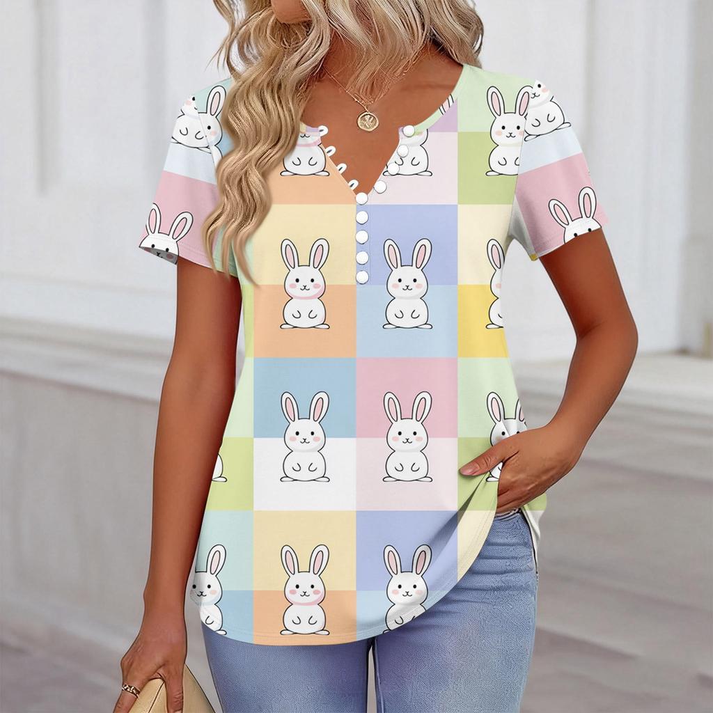 Womens Spring Tops Short Sleeve Printed Tee Summer Shirts for Women Casual Womens Summer Tops Dressy Casual for Daily Wear