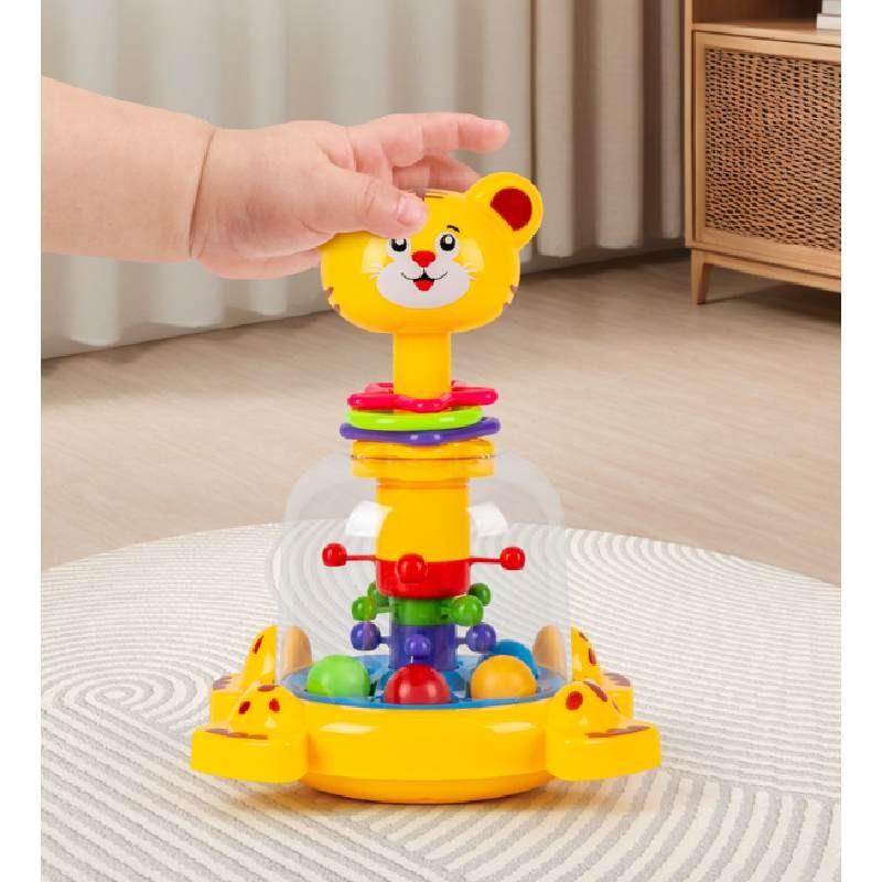 Baby Educational Push Giraffe Jumping Ball With Rolling Beads For Kids Playroom