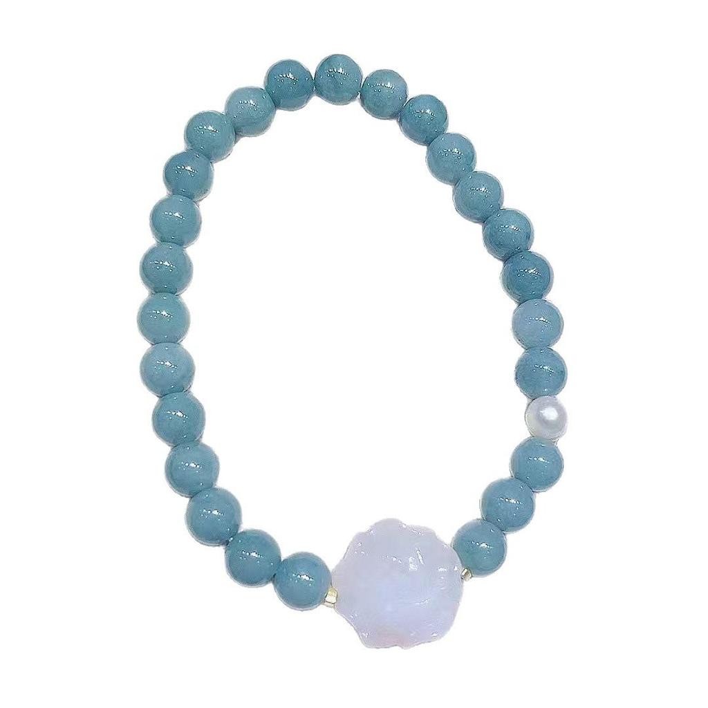 Blue Jade & Agate Flower Beaded Bracelet - Simple, Exquisite, Versatile Women's Fashion Jewelry