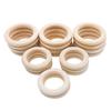 50Pcs Wooden Beads Pendant Connectors Circles Rings Beads Natural Wood Ornament