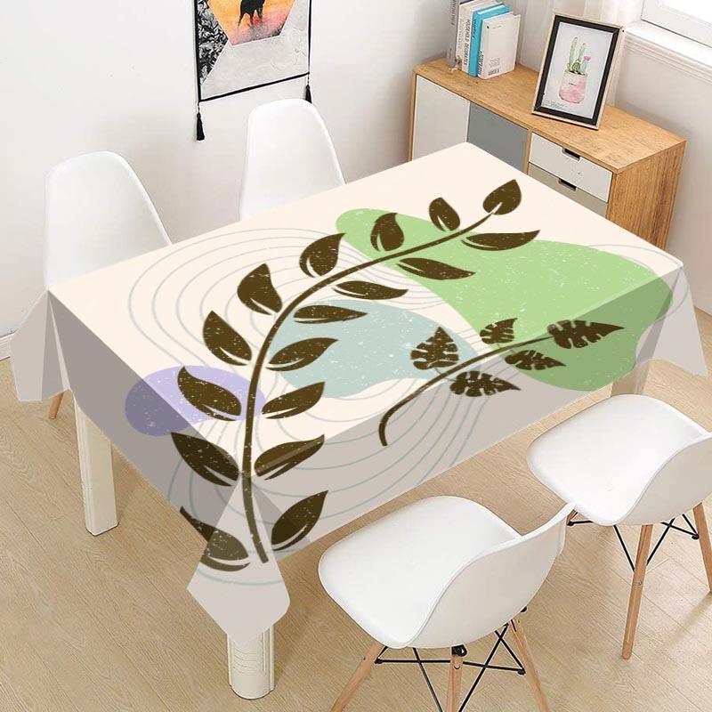 Abstract Leaves Tablecloth Oxford Fabric Square/Rectangular Dust-proof Table Cover For Party Home