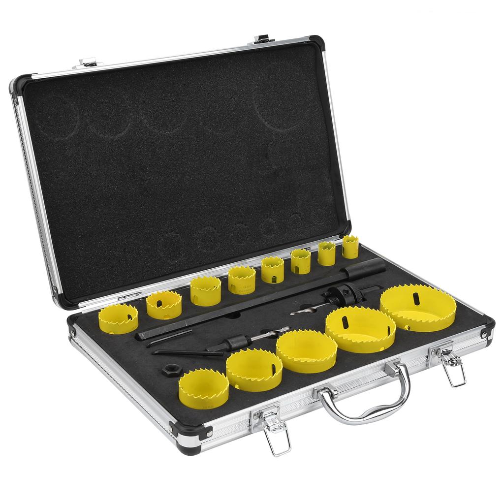 Kit de Cortador de Broca de Sierra de Agujero Abridor de Metal Herramienta para Carpintería HSS con Llave Tornillo Taladro