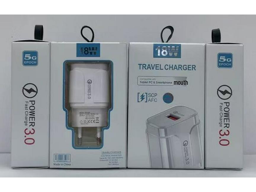 QC3.0 18W USB Fast Charge Travel Adapter, 5V 3A