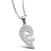 Qixi Valentine's Day Couple Heart Key Patchwork Black & White Matching Necklace