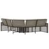 L shaped Garden Sofa with Cushions and Footstool Brown Poly Rattan