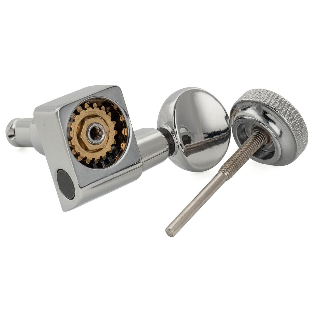 Musiclily Pro R18K Locking Gear Vintage Oval for Fender Stratocaster and Telecaster Electric Guitars Left-Handed 6-In-Line 2-Pin Tuners, 181 Ratio,