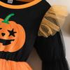 Vestito a maniche lunghe con stampa di zucche per bambina, per l'uso casual di tutti i giorni