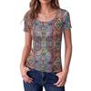 Women's Slim Fit Square Neck Short Sleeve Top Vintage Floral Print Stretchy Casual Blouse for Daily Wear